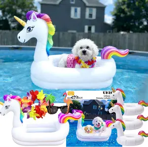 KUCDBUN 2026 Latest Design Dog Pool Float, Funny 6-in-1 Inflatable Dog Floats for Pool, Pet Floatie Raft for Small Dogs, Puppy and Doggies, White Unicorn