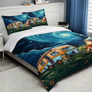 Outdoor Starry Sky Print Bedding Set, Zipper Included, Comfortable Bedding for Bedroom and Guest Room, Includes Duvet Cover + 2 Pillowcases