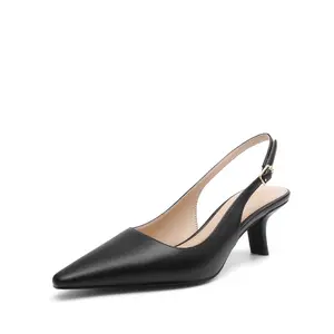 DREAM PAIRS Women's Slingback Kitten Heels - 2.36 Inch Low Heel Pointed Toe Pumps, Comfortable Closed Toe Dress Shoes for Office Work, Classic Holiday Heels