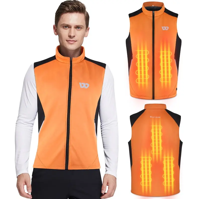 WEST BIKING Electric Heating Cycling Vest Workout Vest. Rechargeable 3-Gear Temperature Control  Sleeveless Jersey for Bike Riding