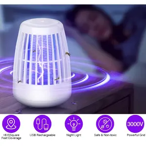 Bug Zapper Electric Mosquito Killer, 360–400nm UV Light Attract Flies Moths Gnats, High Voltage Electric Shock, Non-Toxic No Chemicals, Silent Operation for Home Bedroom Patio Camping