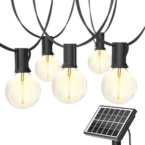 Solar Patio Lights, USB Rechargeable Outdoor String Lights with Waterproof Shatterproof G40 LED Bulbs for Courtyard, Garden, Porch, Pergola, Pool, Cafe, Villa, #TikTokShopBacktoSchool