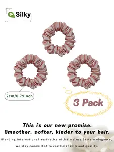 3-Pack Silk Hair Scrunchies ,100% Mulberry Silk Scrunchies ,No Creases, Super Soft & Stretchy!