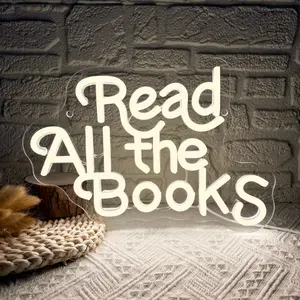 Read all the books Neon Sign for Classroom Wall Décor Dimmable LED Neon Light USB Powered Neon Art Signs Decor