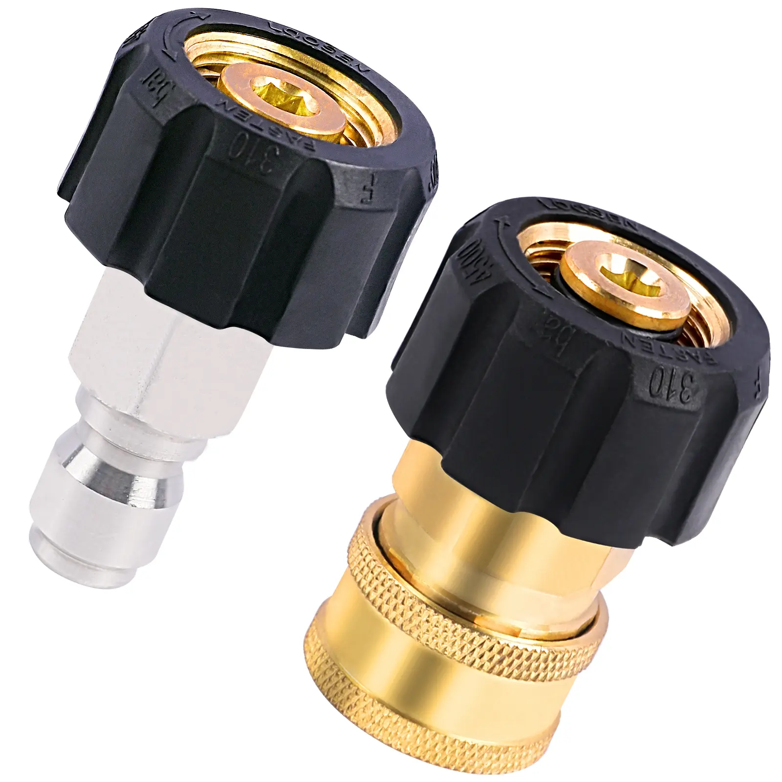 Pressure Washer Adapter Set, M22 14mm to 3/8 inch Quick Connect and Disconnect Fitting, 4500PSI Pressure Washer Hose/Gun Thread Kit