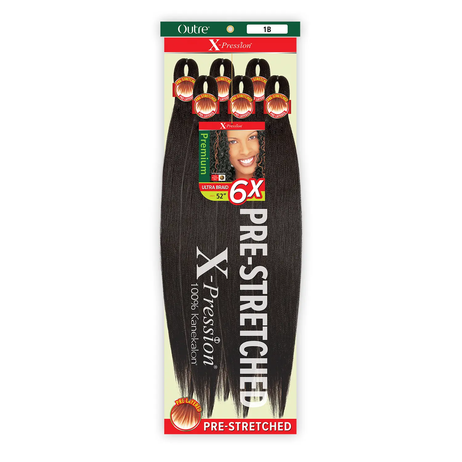 Outre X-Pression 6X Pre-Stretched Ultra Synthetic Fiber Hair Extension, 52" Kanekalon Braided Hair for Locs Braiding & Daily Use Braids