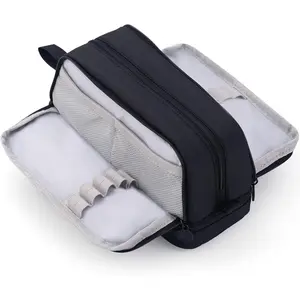 Large Capacity Pen Pencil Case with 4 Compartments, Multi-Slot Pencil Pouch Bag Aesthetic School Supplies Organizer for Teens Adults (Black)