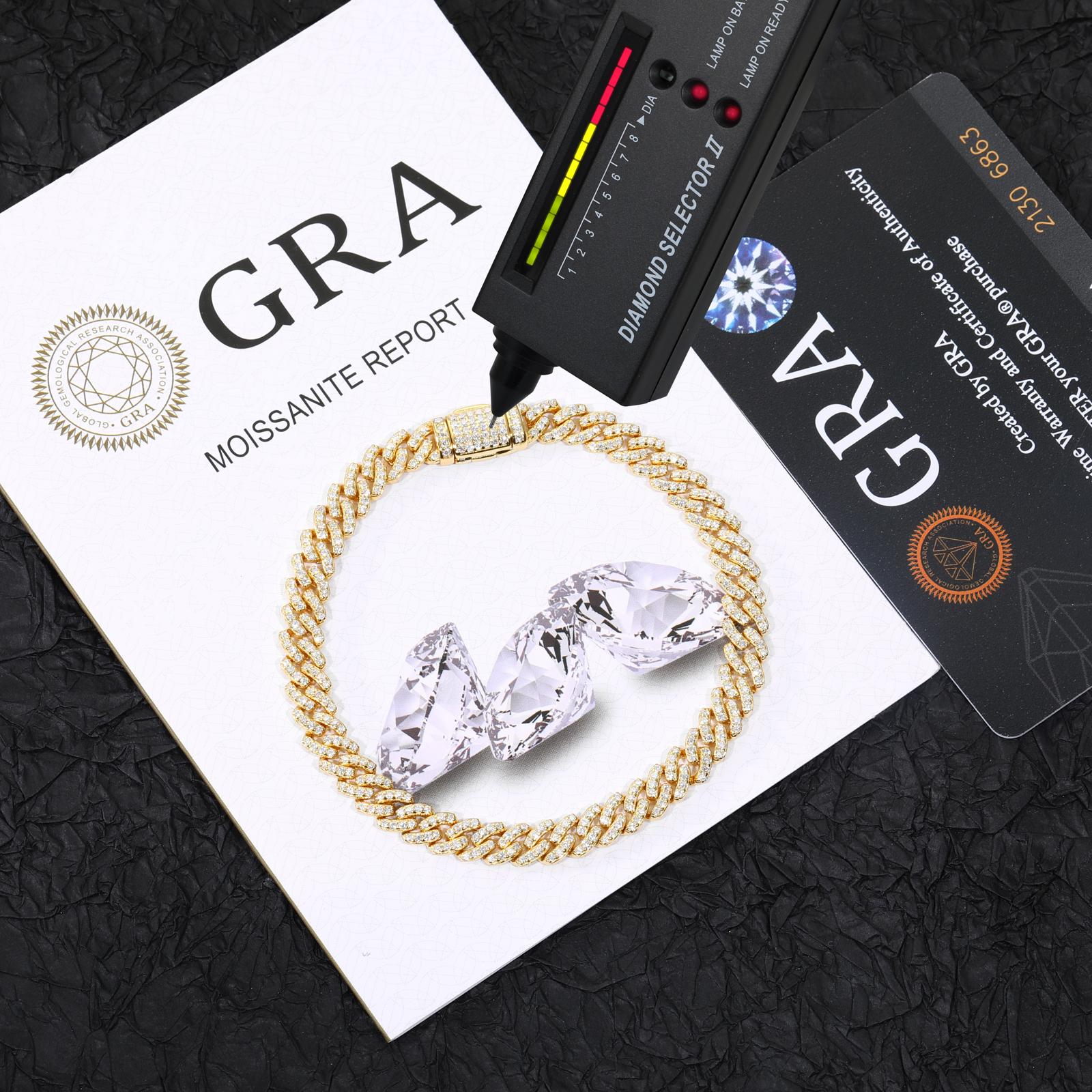 【#B62 6mm】UCCIYO D VVS Synthetic Moissanite S925 Sterling Silver Cuban Chain Bracelet Miami Cuban Chain Ice Out Men Singer Style Rap Hip Hop Jewelry