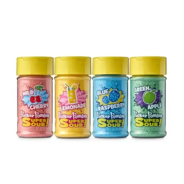 Pucker Powder Super SOUR Topping Assortment Pack, Dessert Topping, Candy, Ice Cream Topper, Cupcake and Cake Topper, Gift Pack, Kids Parties, Cocktail Rimmer - 4 Pack