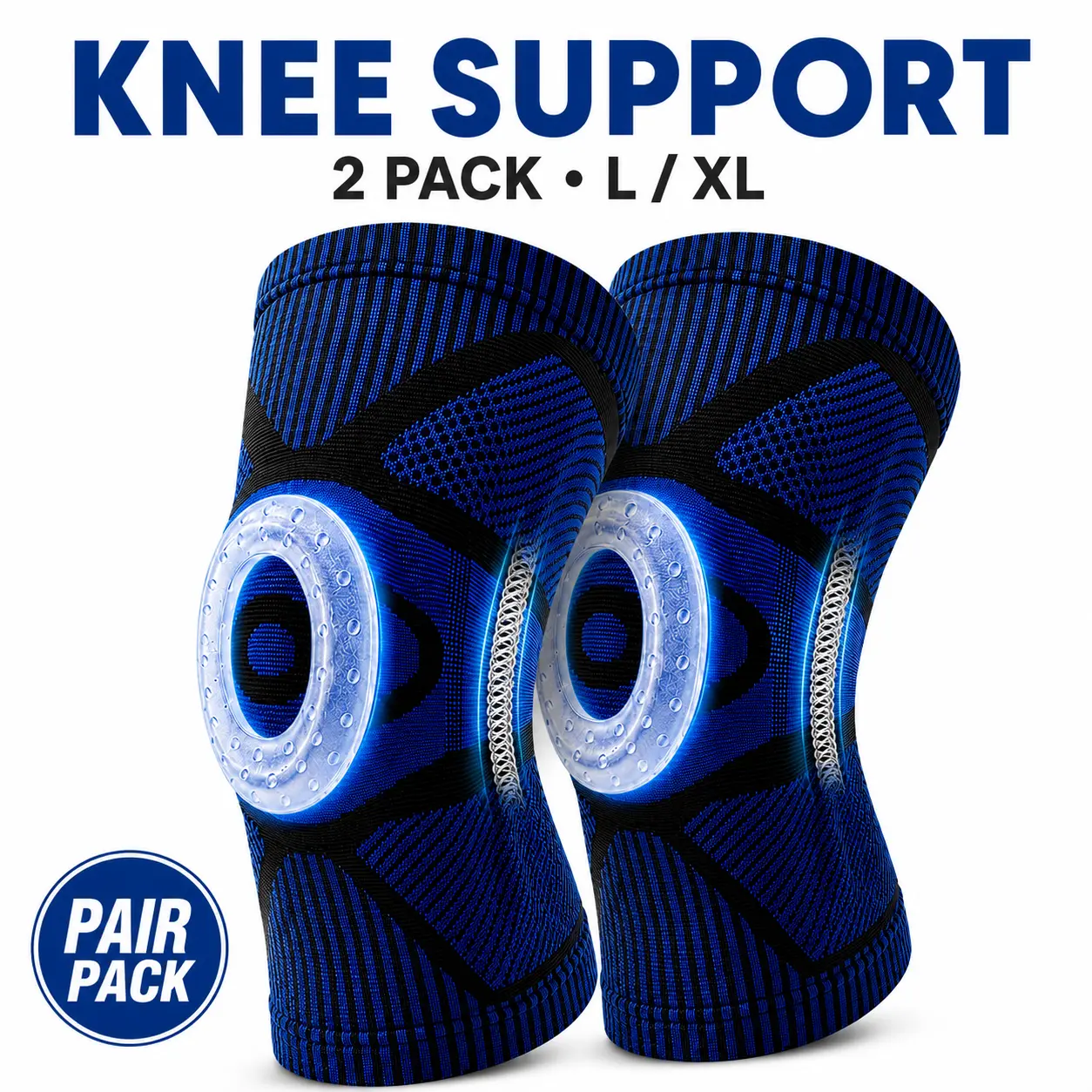 2 Pack Professional Knee Brace, Compression Knee Support with Patella Gel Pad & Side Stabilizers, Medical Knee Sleeve for Pain Relief, ACL,PCL, Meniscus, Injury Recovery, Arthritis, Sports, Workout gift school teacher