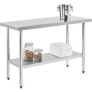 Global Industrial 319055 Stainless Steel Workbench with Undershelf Racks, 48 x 24 in, 18 Gauge