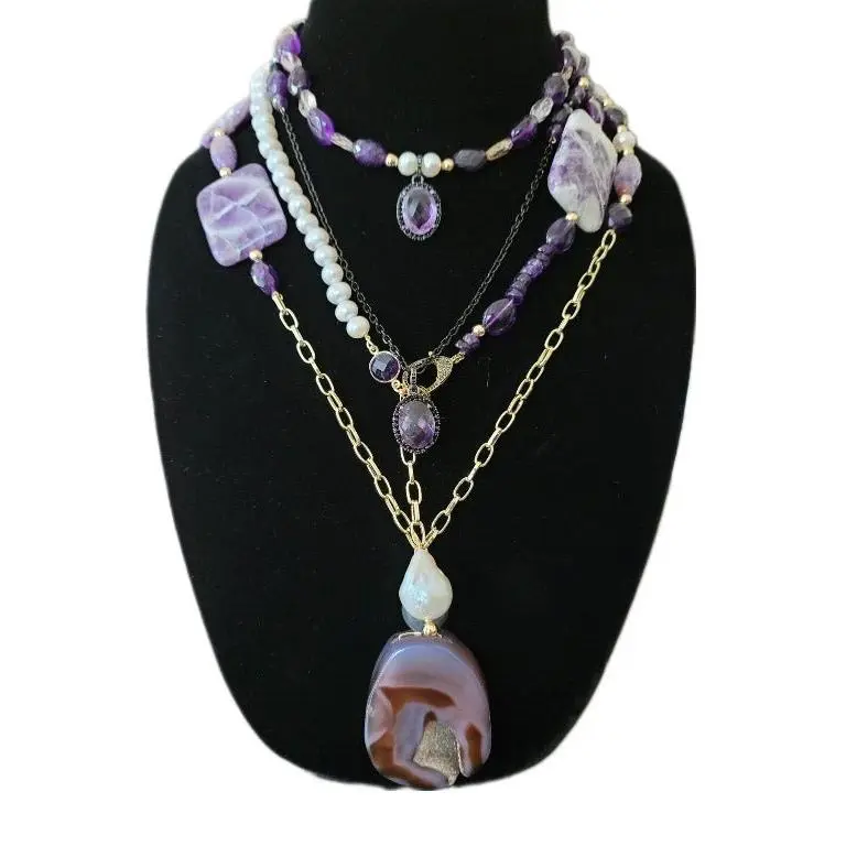 Amethyst and Ametrine Layered Necklace