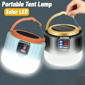 Portable Camping Light Solar LED Power Bank, High Brightness Tent Lamp, USB Rechargeable Handheld Flashlight for Emergency, Hiking, Fishing