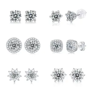 [vvjewelry] vv4101 Classic four claws Moissanite diamond 925 sterling silver earrings