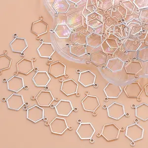 Zinc Alloy 30pcs Hexagon Charms - Honeycomb Connector Pendants for DIY Jewelry Making - with Bracelets, Earrings & Accessories
