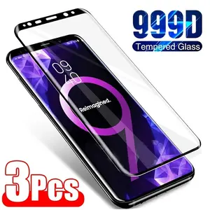 3 Pcs Curved Ultrasonic Fingerprint Tempered For Samsung Galaxy S10 5G S8 S9 S8+ S9+ Plus Note 9 8 Smartphone Screen Protector Glass Accessories
