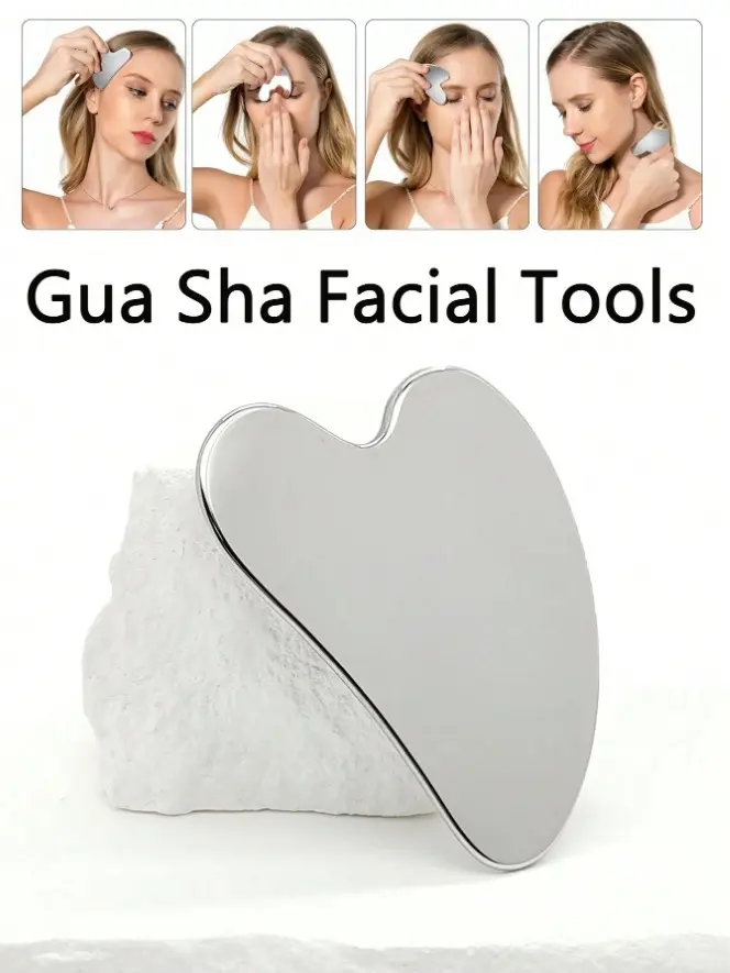 Heart Shape Stainless Steel Gua Sha Face Tool, Metal Gua Sha Massage Tool for Facial, Eye, Neck, and Body Lymphatic Drainage Scraping
