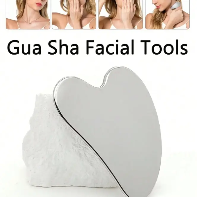 Extra Large Thick Stainless Steel Heart-Shaped Gua Sha Tool - 80g Metal Scraper for Adults' At-Home Beauty, Self Care Routine, Face/Body Use, Lymphatic Drainage & Facial Lifting