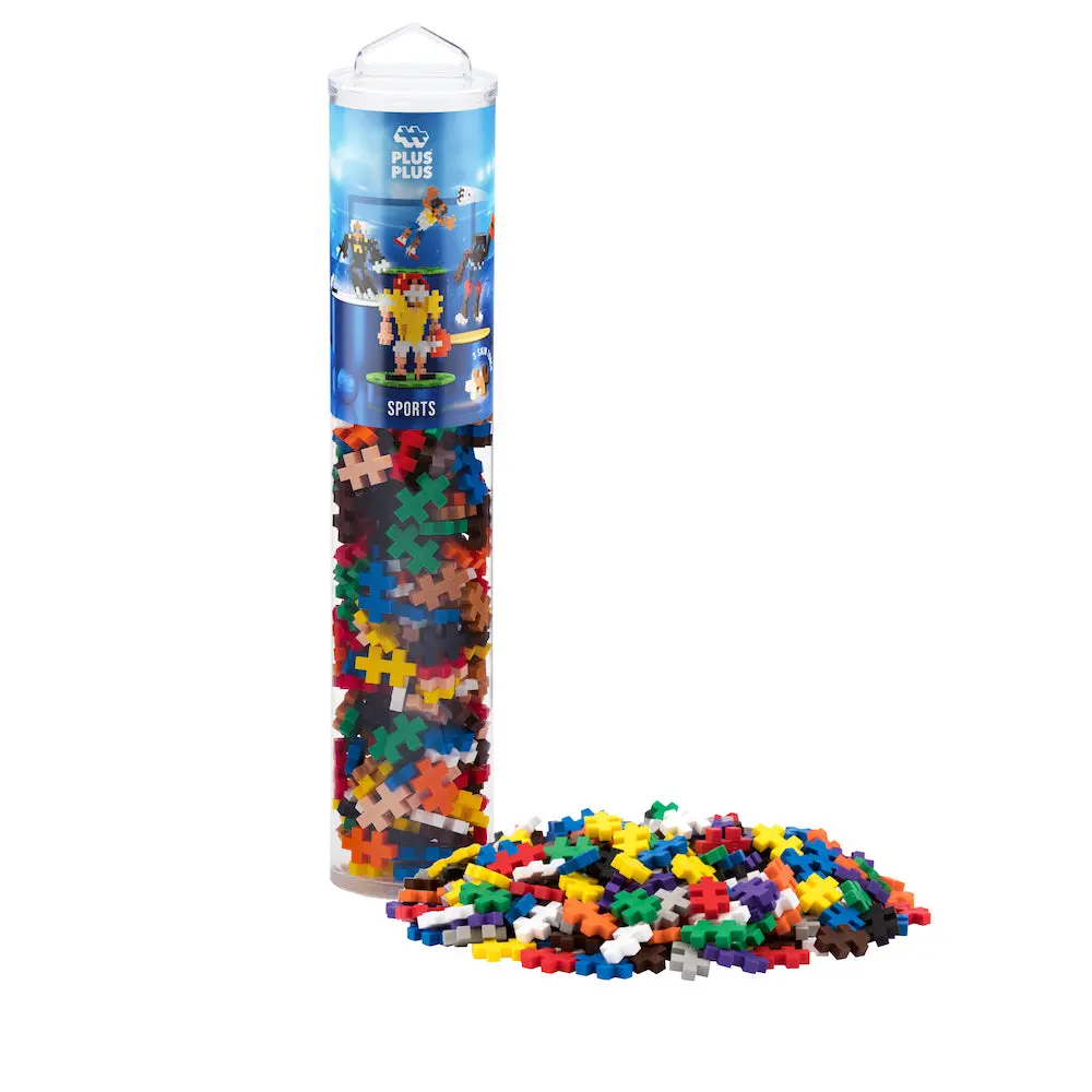 Plus-Plus Buildable Blocks Kit, 240-Pc Sports Mix Tube, Construction Stacking Blocks for Kids' Puzzles & Creative Play