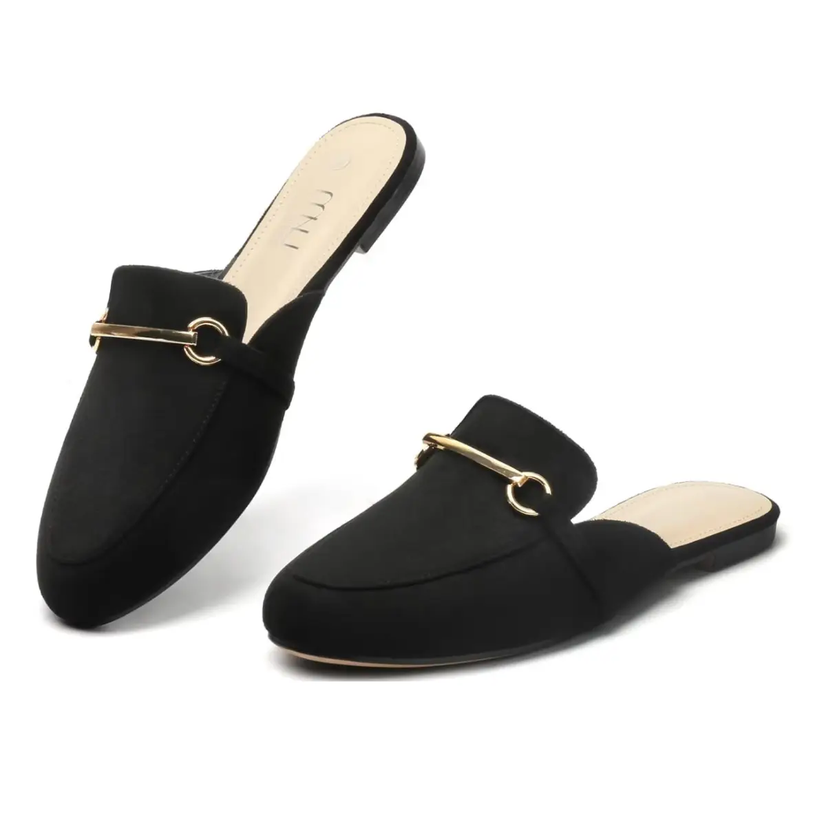 MUSSHOE Mules for Women Flats Comfortable Slip on Women Mules Backless Loafers Beige Footwear