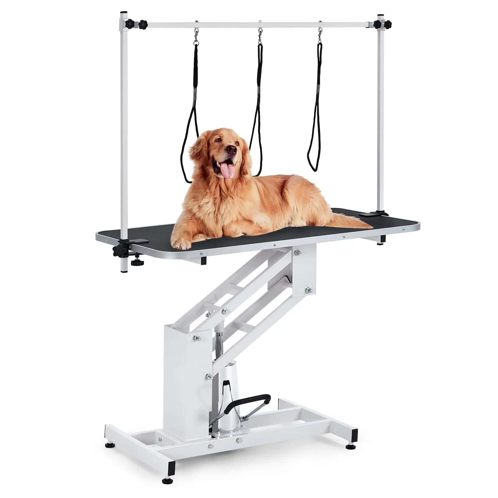 Garvee 43.6 Inch Professional Electric Dog Grooming Table, Heavy Duty, 22''-39'' Height Adjustable Pet Grooming Table w/ Grooming Arm & Anti Slip Tabletop, Dog Grooming Station for Pets & Large Dogs