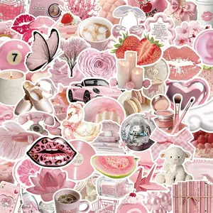 100Pcs Ins Style Pink Korean Cute Items Stickers High Appearance Level Decorative Stickers for Phone Journal