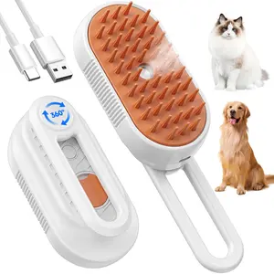 Cat Steam Brush for Shedding, 4 in 1 Cat Steamy Brushs Cleanser with Foldable Handle, Pet Spa Brush for Cats, Spritz Defur Comb for Pets, Steam Brushs for Cats, Pet Spray Hair Removal Comb PSKONTORORA