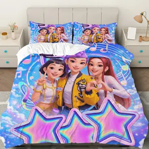 3PCS Duvet Cover Set, 1 Duvet+2 Pillowcases(Without filler), Music Star Colorful Vibrant Pop theme, Birthday bedding set, Teen Room Decor Suitable for decoration Bedroom Dormitory Apartment Music Lover's Space.