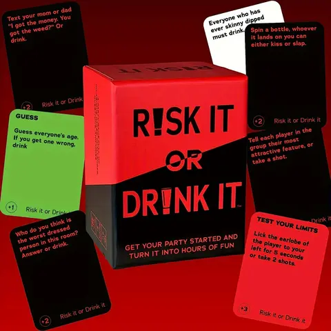 Risk It or Drink It Game Cards Set, 150PCS Fun Party Card Games, Couple Drinking Game for Couples & Friends, Ideal for Gatherings & Celebrations, Tabletop Games