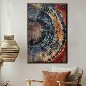 [Sale off up to 40%] [Frame Canvas] Tree Ring Framed Wall Art, Abstract Colorful Tree Ring Wall Decor, Minimalist Home Canvas Art, Modern Farmhouse Living Room Canvas Print