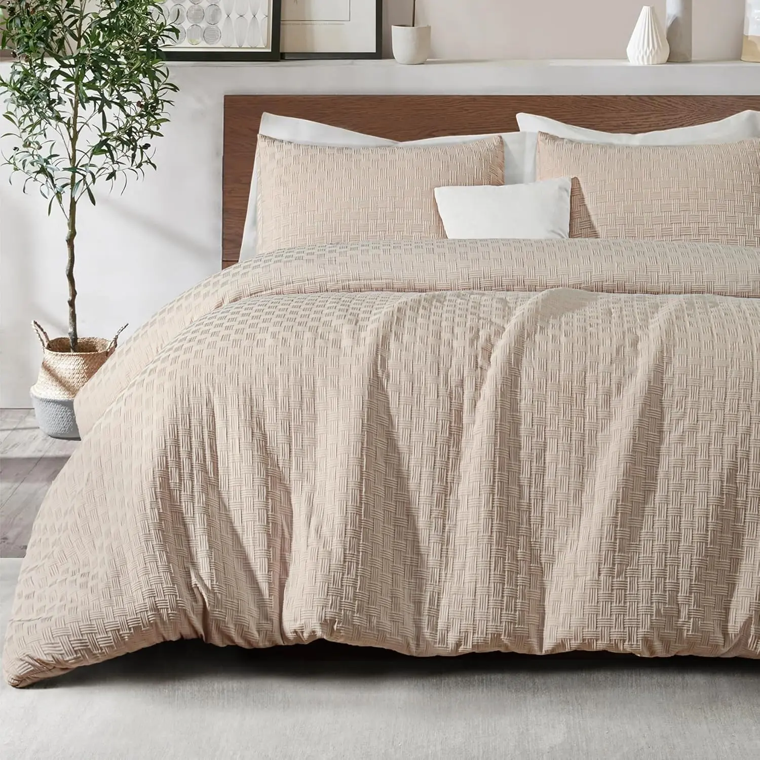 【backtoschoolday】Whale Flotilla 3-Piece Jacquard Checkerd Ultra Soft King Comforter Set, Luxury Reversible Microfiber Oversized Comforters Bedding Set with 2 Pillowcases, Lightweight Duvet for All Seasons
