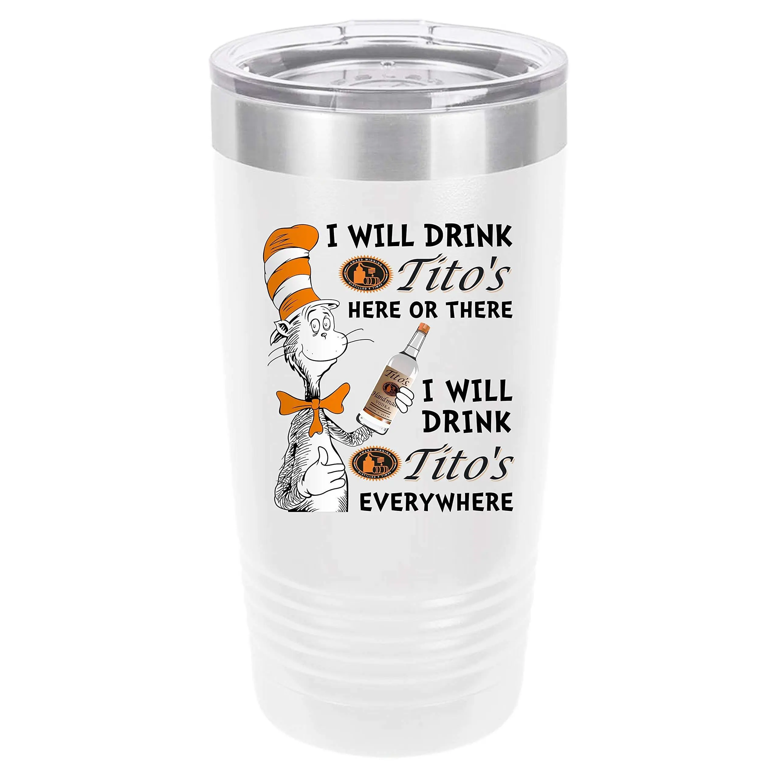 Polar Camel Tito's Funny 20oz Tumbler - Ringneck Stainless Steel Tumbler Insulated Cup - Vacuum Insulated Tumbler with Clear Lid - Great Travel Tumbler - Premium Quality Stainless Steel Tumblers