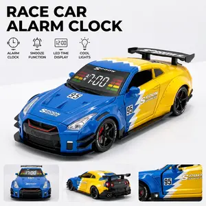 Race Car Alarm Clock, Turbo LED Digital Car-Shaped Desk Clock with Snooze Function, Stylish Sports Car Design Home & Bedroom Decor Gift for Kids & Adults