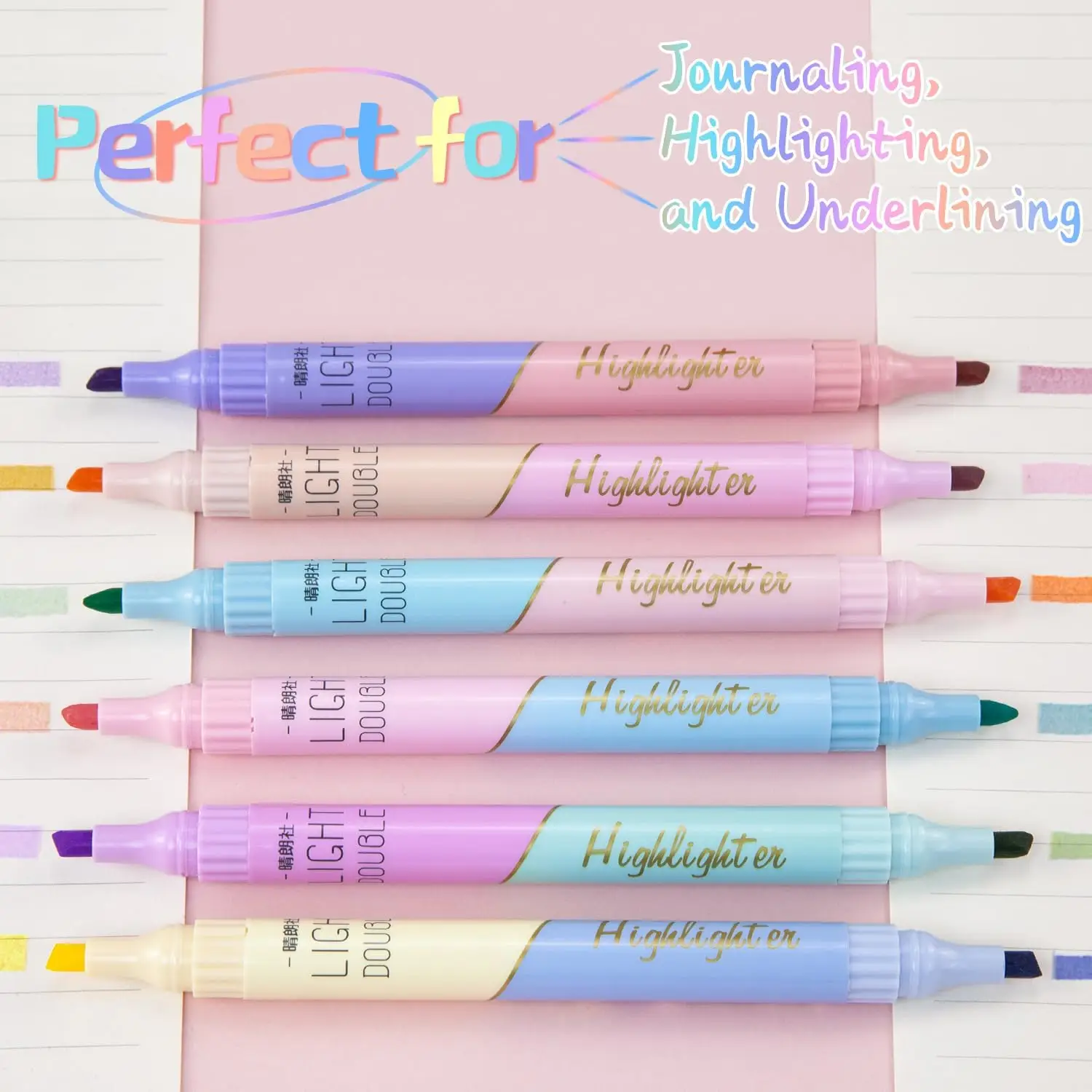 12-Color Aesthetic Highlighters for School and Office Supplies - Quick Drying and Non-Neon friction pen