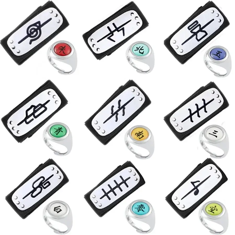 Limited Akatsuki Rings Headbands Anime Figure Cosplay Ring Accessories Props Jewerly Christmas Party Gifts