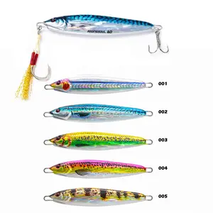 Saltwater Fishing Lure Spoon with Assist Hooks, Hard Metal Slow Pitch Bait for Bass Fishing, Ocean Fishing Gear for Anglers