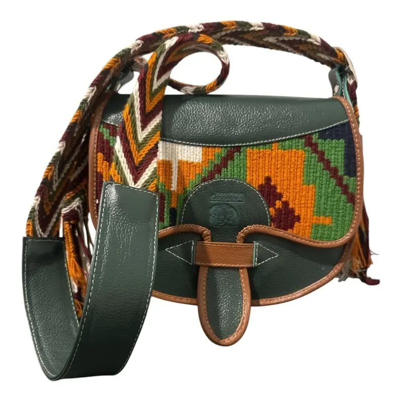Traditional Colombian Carriel | Handmade Leather Wayuu Crossbody Bag
