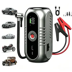 5-in-1Portable Car Jump Starter with 150PSI Air Compressor, 12V 4000A, suita00000ble for gasoline/diesel engines, equipped with LCD display and LED lighting, high discharge rate chip, fast local warehouse shipping wireless tire inflator