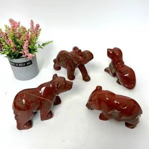 1 Count Red Jasper Elephant Dog Bear Hippo Crystal Carving Natural Stone Gem Mining Chakra Balancing Reiki Healing Mystery Crystal Home Office Decor