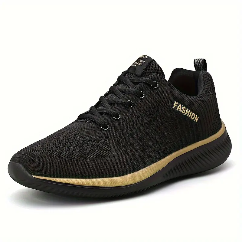 Men's Woven Knit Sports Shoes - Ankle Casual Trainers with Braided Laces, Lightweight Breathable Jogging Shoes for Gym, Outdoors Wear