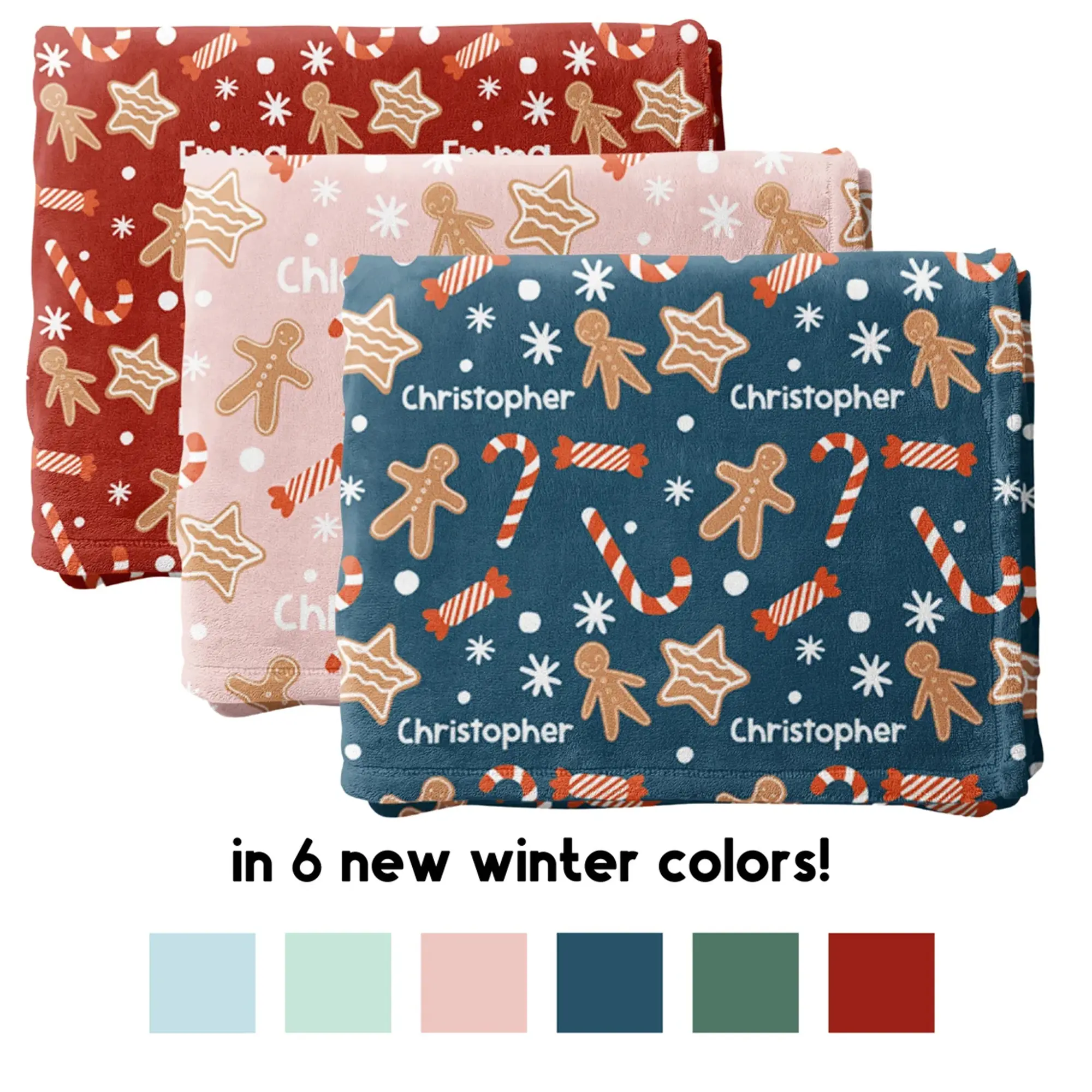 Personalized Christmas Cookie Blanket, Custom Name Blanket