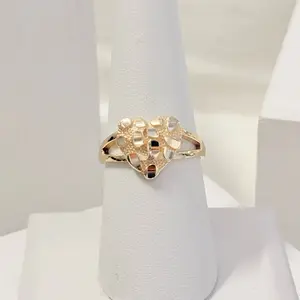 Silver 925-  Nugget Ring With Gold Plated