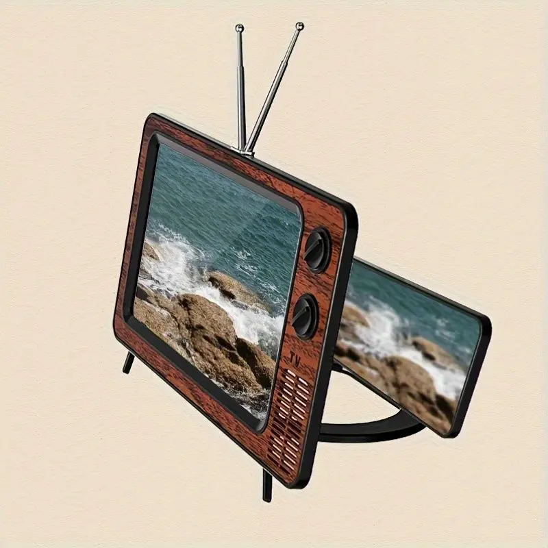 Folding Retro TV Cell Phone Screen Amplifier, Super Clear 3D Foldable Portable, Eye Protection for Mobile Devices, Creative Gadget Gift for Adults Home Office Travel, US for Father's Day Birthday Anniversary