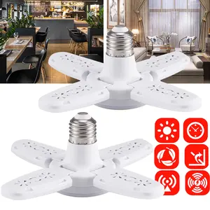 2 Pcs E27 LED Garage Light Bulb 28W Deformable Ceiling Fixture Adjustable Panels Energy-Saving Durable Workshop Lamp