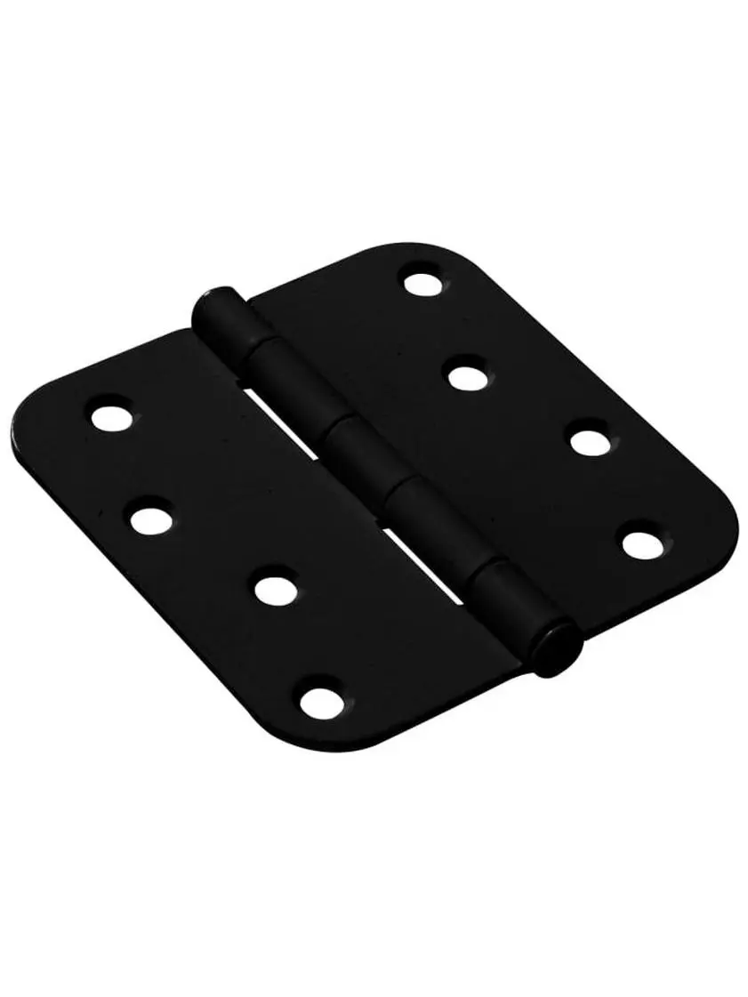 Hillman Builders Hardware 859391 Matte Black Rectangle Frame Door Hinges, 3 piece Set, 4 X 0.625 In., 5/8" Rounded Corners, Reduces Injury Risk, Enables Smoother Operation