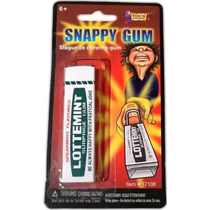 SNAPPY FAKE CHEWING GUM Prank Joke Gag Pull Snaps Finger Pack Toy Funny Gift