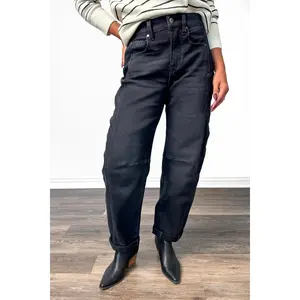 The Elise from Risen High-Rise Crop Barrel Cuffed Denim