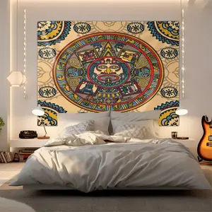 Aztec Solar Calendar Stone Pattern Tapestry, Stylish Room Flag, Unique Wall Art For Living Room And Bedroom, Soft And Durable For Kids And Adults Daily Holiday Birthday Gift Bedroom Decor