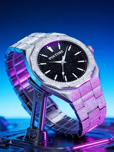 Men's Quartz Watch, Sandblasted Starry Sky Dial, Full Moonstone Design, Durable Sapphire Crystal, Elegant Wristwatch for Men, Stylish Watch