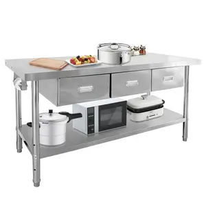 New Upgraded Utility Tables Durable Stainless Steel Workbench - 1 Piece Heavy-Duty Stainless Steel Work Table for Industrial and Commercial Use